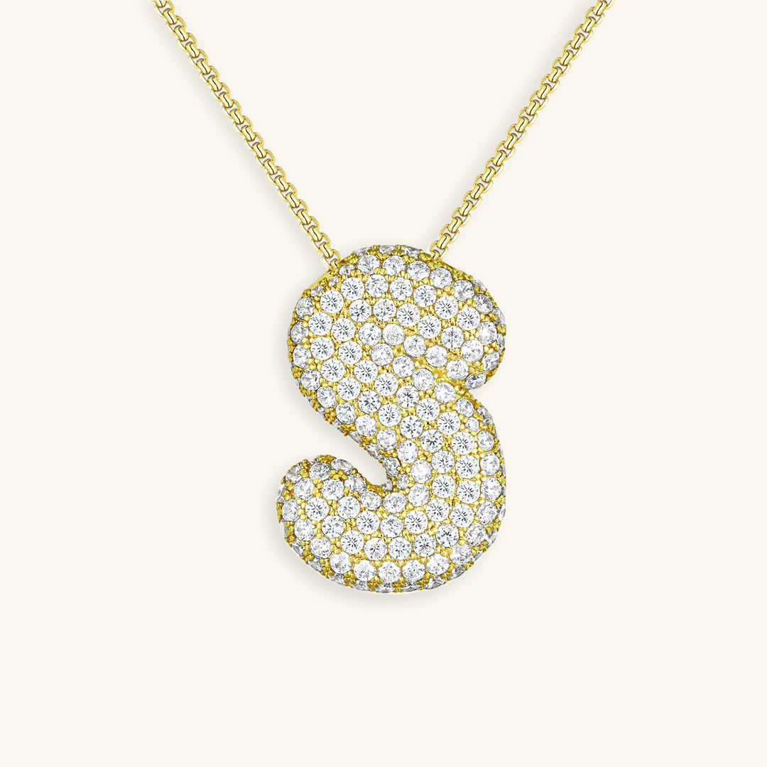 Bubble™ | Collier avec Initiale et Imitation Diamant