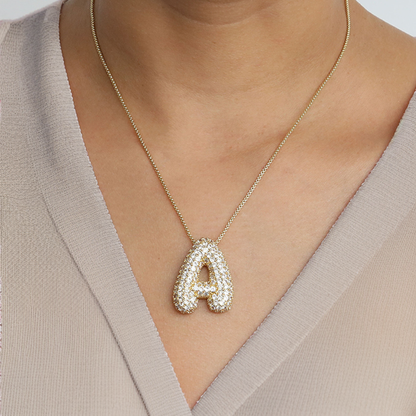 Bubble™ | Collier avec Initiale et Imitation Diamant